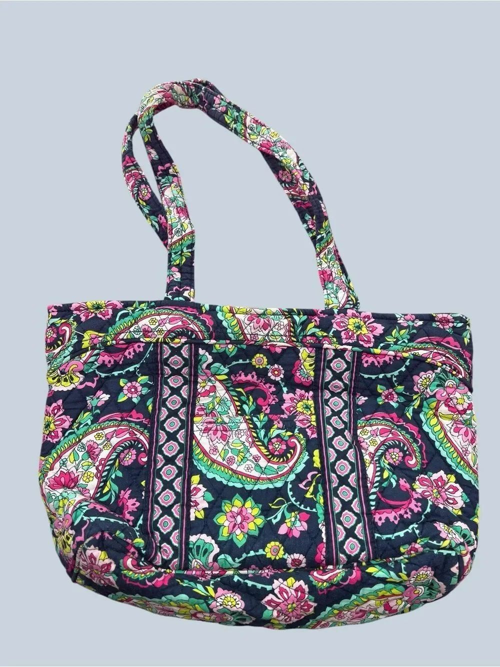 Vera Bradley Petal Paisley Navy Paisley Quilted Tote Bag